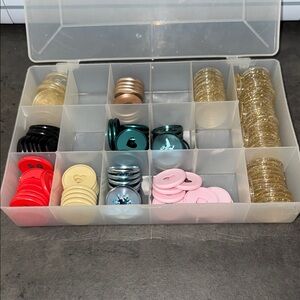 The Happy Planner binder buttons, various.